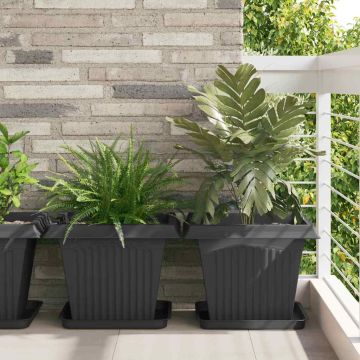 Vaso quadrato per fiori 24 pz Nero 43 x 43 x 33,5 cm Plastica