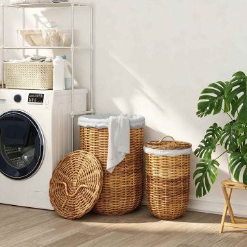 Cesto per la biancheria con coperchio GENDT 2 pz Rattan Kubu