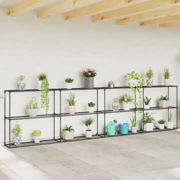Supporto per piante a 3 livelli Nero 400 x 32 x 104 cm Acciaio