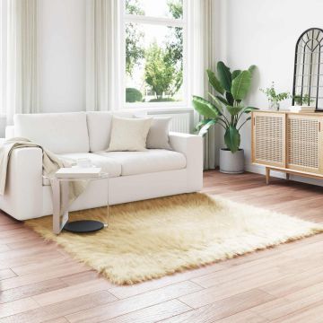 Tappeto in finta TAFALLA Crema 160 x 160 cm Poliestere