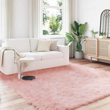 Tappeto in finta TAFALLA Rosa 240 x 240 cm Poliestere