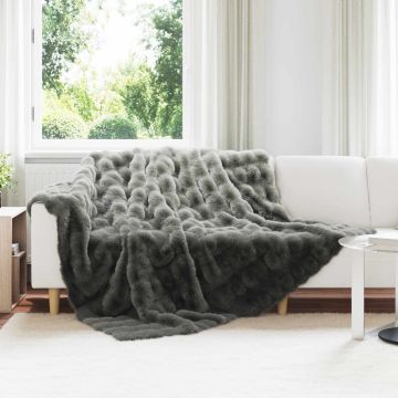 Coperta antiscivolo in sintetica di coniglio Olite Grigio Scuro