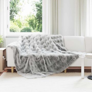 Coperta antiscivolo in sintetica di coniglio Olite 4 pz Grigio