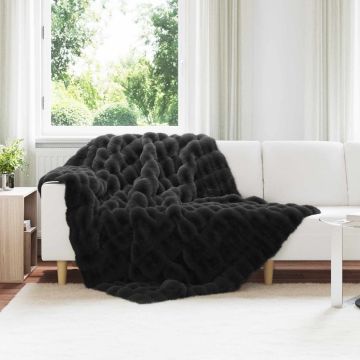 Coperta antiscivolo in sintetica di coniglio Olite Nero