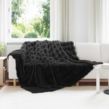 Coperta antiscivolo in sintetica di coniglio Olite Nero