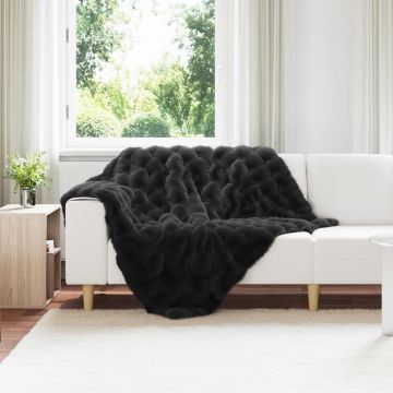 Coperta antiscivolo in sintetica di coniglio Olite 4 pz Nero