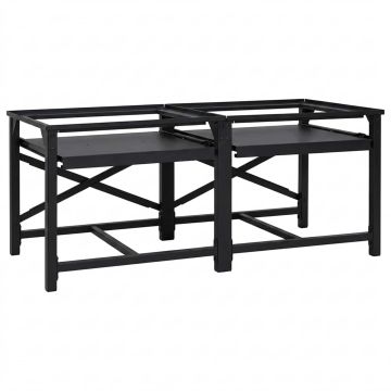 Pedestallo per Lavatrice 2 pz Nero 120 x 56 x 52 cm Acciaio
