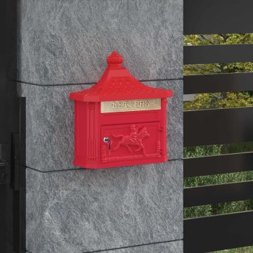 Cassetta Postale da Muro con porta Rosso 40,5 x 16 x 45 cm