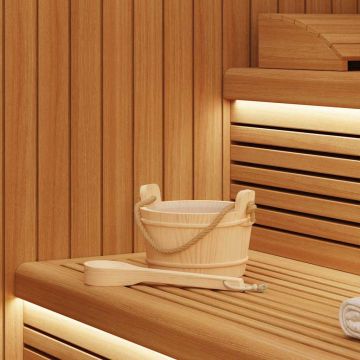 Secchio per Sauna 2 pz Marrone Legno Massiccio di Pino e Canapa