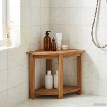 Tavolo Laterale da Bagno Naturale 45 x 45 x 46 cm