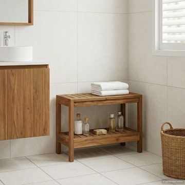 Tavolo Laterale da Bagno Naturale 60 x 30 x 45 cm