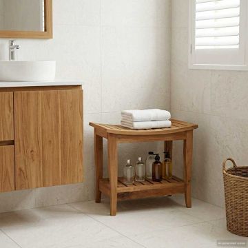 Tavolo Laterale da Bagno Naturale 50 x 35 x 45 cm