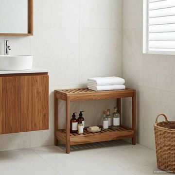 Tavolo Laterale da Bagno Naturale 60 x 30 x 45 cm