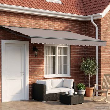 Cornice per Tenda Manuale con LED Antracite 4 × 3,5 m Alluminio