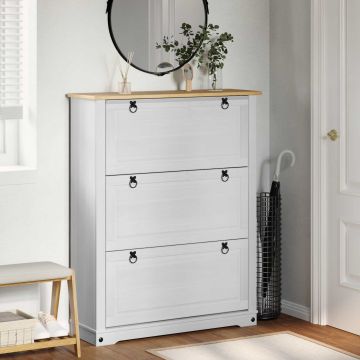 Mobile per scarpe Corona Bianco 99 x 32 x 122 cm Pino massello