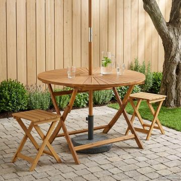 Tavolo da Giardino Pieghevole Naturale Ø110 x 75 cm