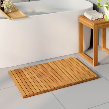 Tappeto da bagno Naturale 80 x 50 cm Legno di Acacia Massello