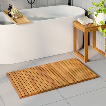 Tappeto da bagno Naturale 100 x 55 cm Legno di Acacia Massello
