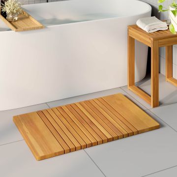 Tappeto da bagno Naturale 81 x 50 cm Legno di Acacia Massello