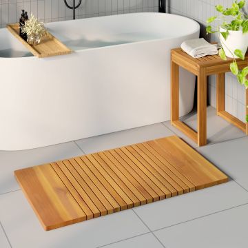 Tappeto da bagno Naturale 100 x 55 cm Legno di Acacia Massello