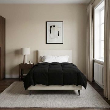 Piumino Letto Estivo 155 x 220 cm Estate Nero Traspirante