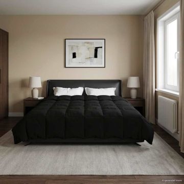 Piumino Letto Estivo 220 x 260 cm Estate Nero Traspirante