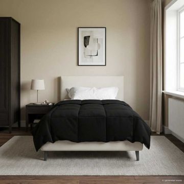Piumone Invernale 155 x 200 cm Inverno Nero Traspirante