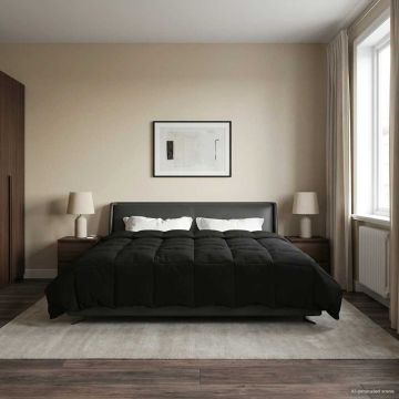Piumone Invernale 200 x 200 cm Inverno Nero Traspirante