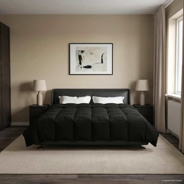 Piumone Invernale 200 x 240 cm Inverno Nero Traspirante