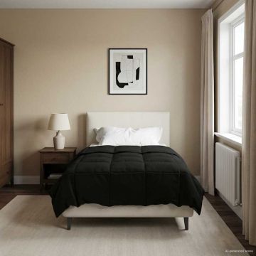 Piumone Invernale 140 x 220 cm Inverno Nero Traspirante