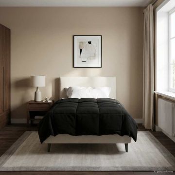 Piumone Invernale 155 x 220 cm Inverno Nero Traspirante
