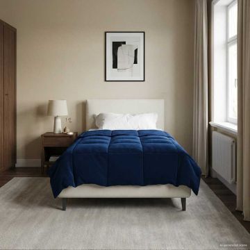 Piumone Invernale 155 x 220 cm Inverno Blu Scuro Traspirante