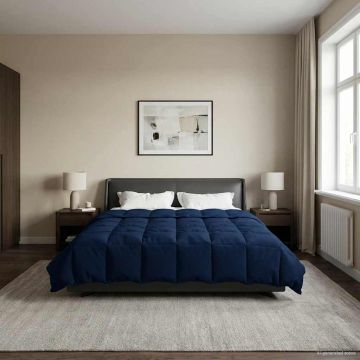 Piumone Invernale 220 x 260 cm Inverno Blu Scuro Traspirante