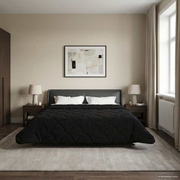 Piumone Invernale 220 x 240 cm Inverno Nero Traspirante