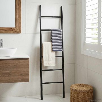 Scala per Coperte Nero 50 x 190 cm Bambù