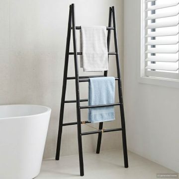 Scala per coperte a doppio lato Nero 50 x 50 x 159 cm Bambù