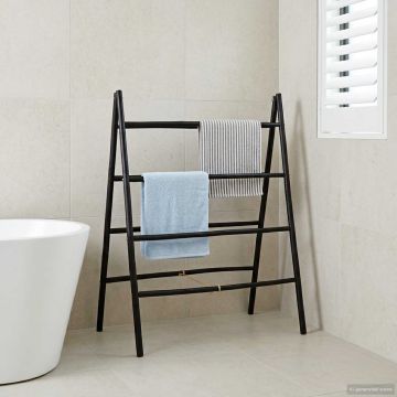 Scala per coperte a doppio lato Nero 90 x 50 x 100 cm Bambù