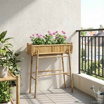 Vaso da Giardino con Supporto Naturale 100 x 38 x 114 cm Bambù