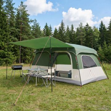 Tenda Familiare 10 persona Verde Poliestere e Acciaio