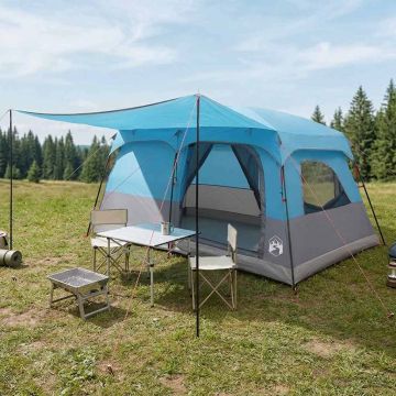 Tenda Familiare 10 persona Blu Poliestere e Acciaio
