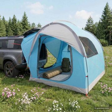 Tenda da auto Blu 3 persone Poliestere e Acciaio