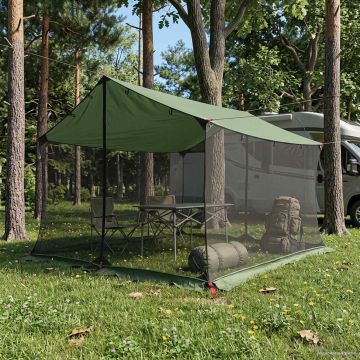 Telo da campeggio con pareti in rete 340 x 260 x 220 cm Verde