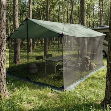 Telo da campeggio con pareti in rete Verde militare