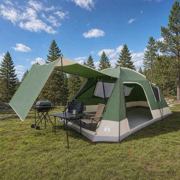 Tenda Capanna con tetto Verde 12-Persone Poliestere e Acciaio