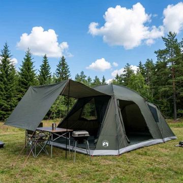 Tenda Capanna Verde militare 12-Persone Poliestere e Acciaio
