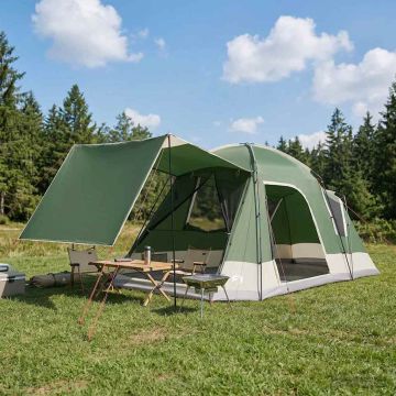 Tenda Capanna con tetto Verde 8 persone Poliestere e Acciaio