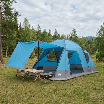Tenda Capanna con tetto Blu 8 persone Poliestere e Acciaio