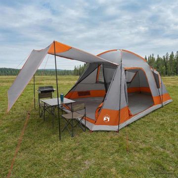 Tenda Capanna Grigio e arancione 8 persone Poliestere e Acciaio
