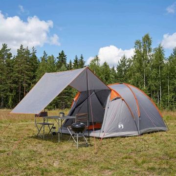 Tenda Capanna 4 persona Grigio e arancione Poliestere e Acciaio