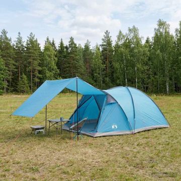 Tenda Capanna 6 persona Blu Poliestere e Acciaio